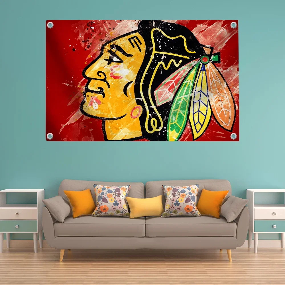 Puck Flag Pride Flag Flag to Hang Flags for Rooms Banner Chicago B-blackhawks Outdoor Decorations Room Decor Y2k Wall Decoration