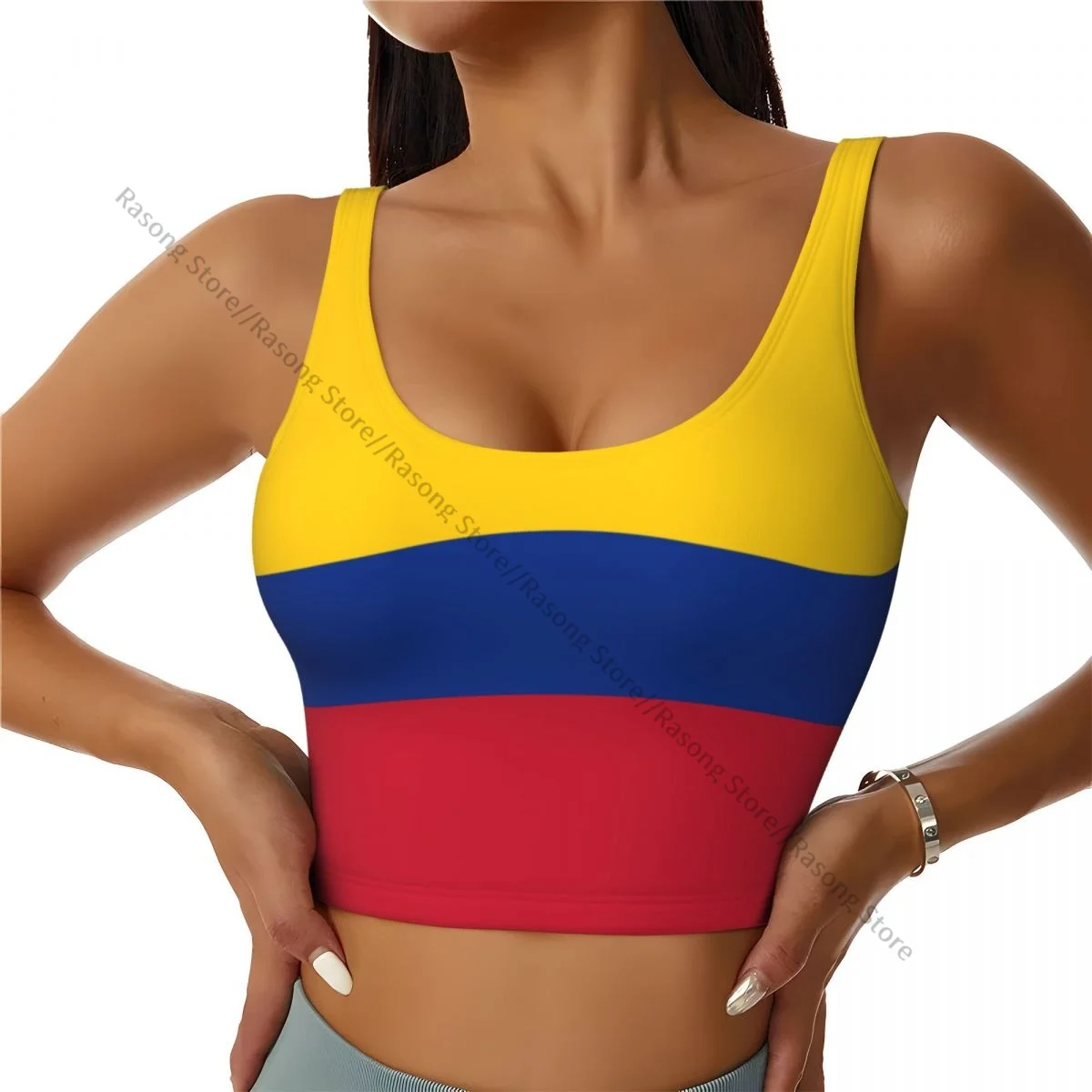 Yoga Vest Women Gym Sports Crop Tops Flag Of Colombia.svg Streetwear Workout Breathable Tank Top Female