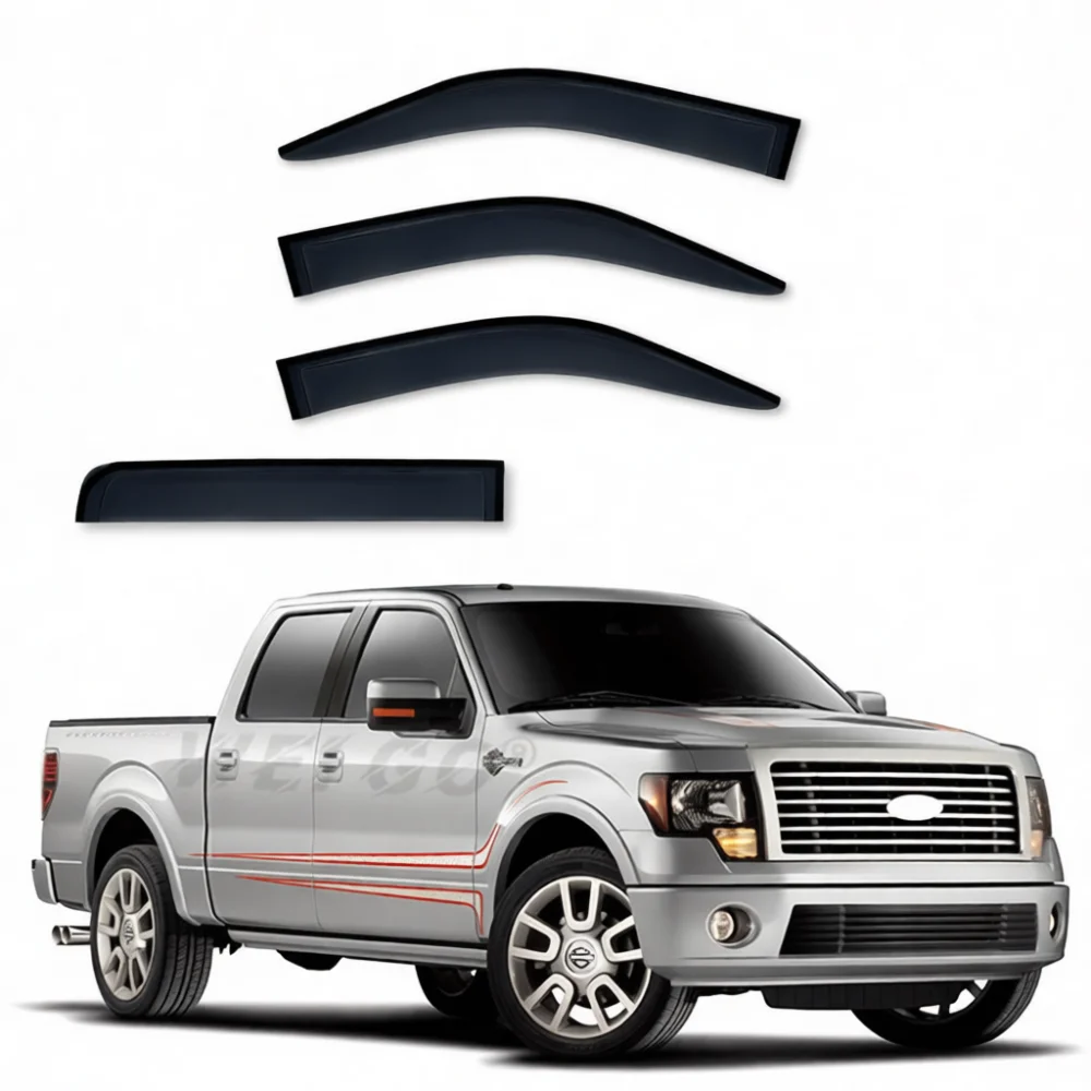 Window Visor For Ford F150 Rain Guard Wind Deflector Sun Shade Vent Visor Weather Shield Auto Exterior Protection Door Parts
