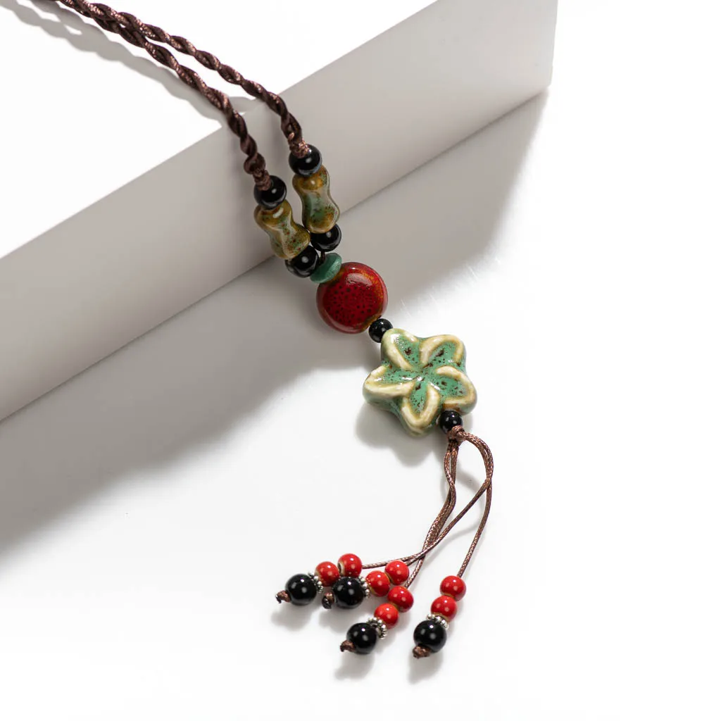 Czeski Vintage ręcznie robiony naszyjnik ceramiczne koraliki wisiorek luzem towarów hurtowych Collier Femme czeski biżuteria 2X480
