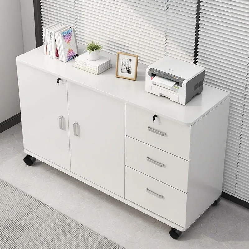 Mueble auxiliar de escritorio, archivador bajo el escritorio con cerradura, archivador móvil, mueble bajo para colocar la impresora