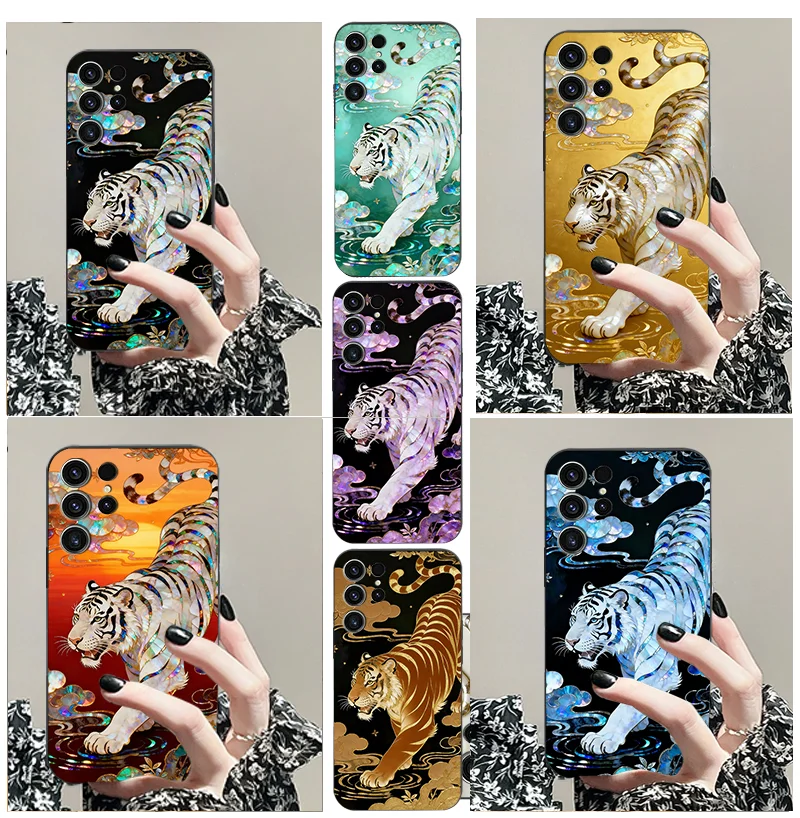 

For Samsung a 10 12 13 14 15 16 17 20 21 22 23 24 25 26 30 31 32 33 34 4 G 5 Colorful Divine Tiger TPU Black soft phone case