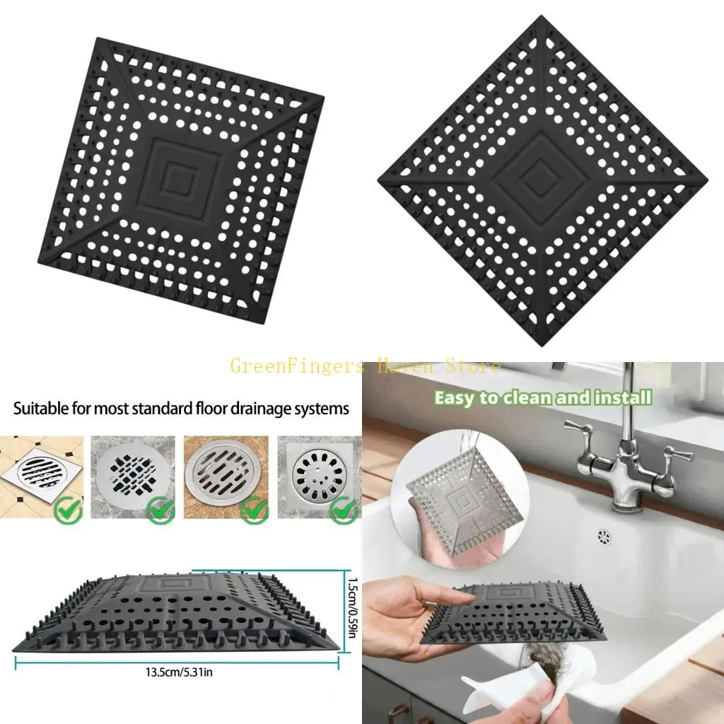 F68D Square Silicone Floor Drain Cover Sewer Outfall Drain Filter Enduring