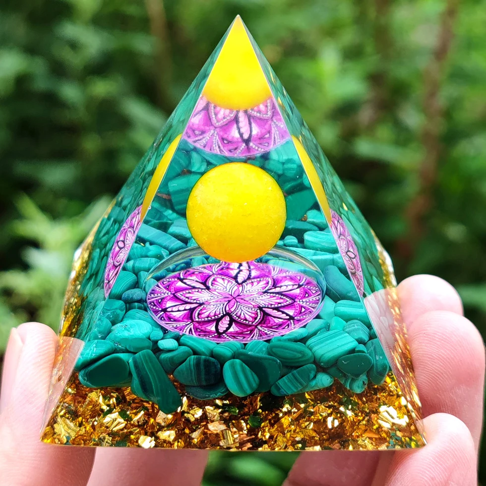 Energy Generator Orgone Pyramid Amethyst Peridot Healing Crystal Stone Home Decor Pyramid Ornament Meditation Tool Christmas Gif