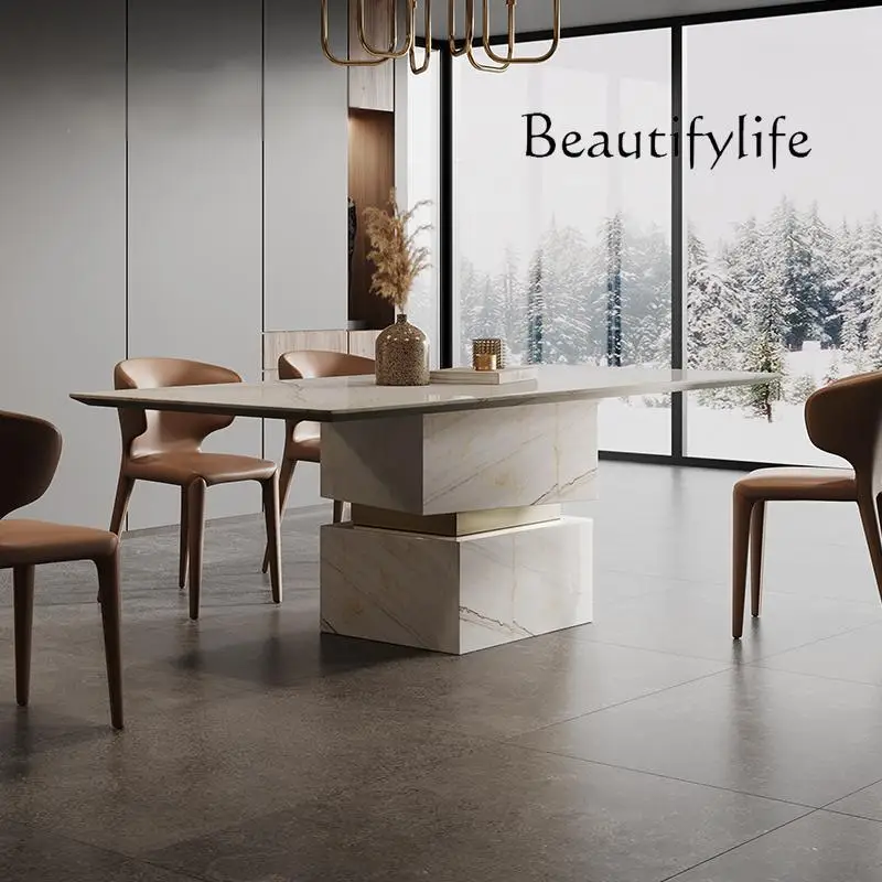 이탈리아 럭셔리 대리석 식탁 세트 - 포스트모던 직사각형 테이블 및 의자, ENF 에코 맞춤 디자이너 식탁