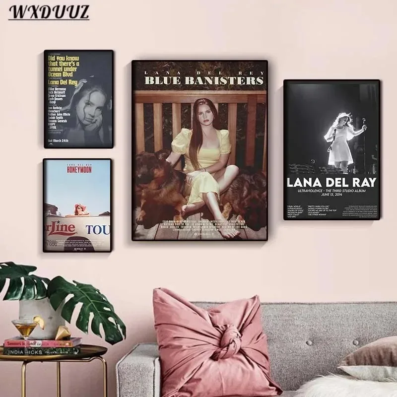 Pop singer Lizzy Grant Lana del Rey Canvas Aesthetic Music Album Lust for Life Rap artist Hip Hop Canvas Wall Art Mural Room Dec