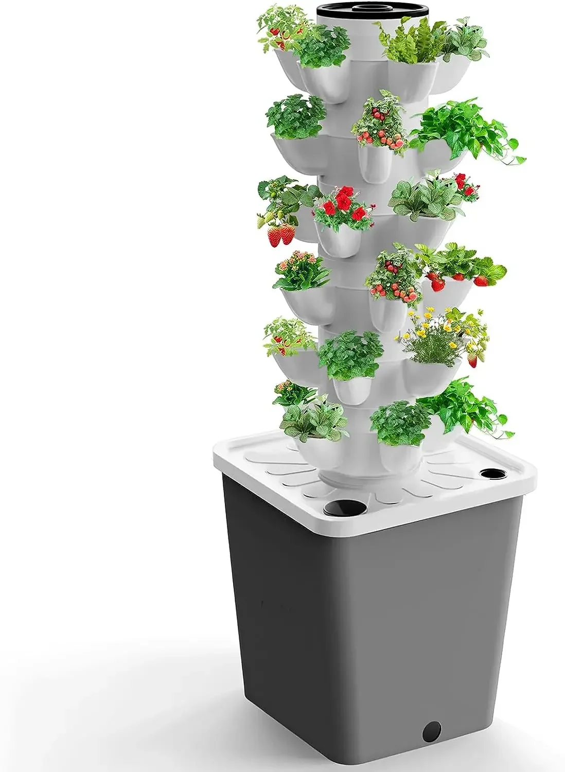 Hydroponic Growing System Mini Indoor Outdoor Home Grow Herb Vertical Garden Tower  6 Tiers 30 Holes Vegetables Planter