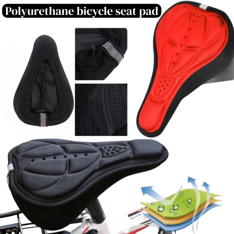 Polyurethane bicycle seat pad - Comfortable foam soft bike seat cover, used as a bicycle riding seat pad. Bicycle accessory.