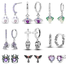 Neutral 925 Sterling Silver Skull Luminous Ghost Halloween Personalized Fashionable Earrings Fit For Parties Exquisite Jewelry