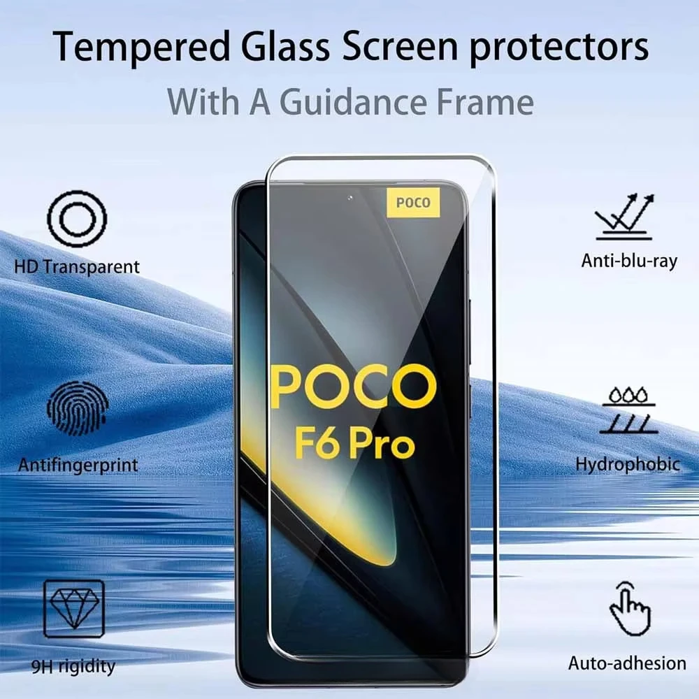 6IN1 Camera Lens Protector Protective For Xiaomi Poco F6 X6 Pro X 6 Pocof6pro F6pro 5G 6.67-Inch Tempered Glass Phone Film