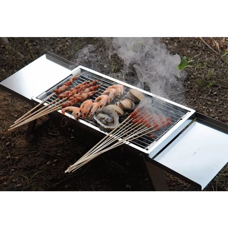 Smokeless Portable Stainless Steel Foldable Charcoal Grill for Outdoor Home Barbecue Camping Stove