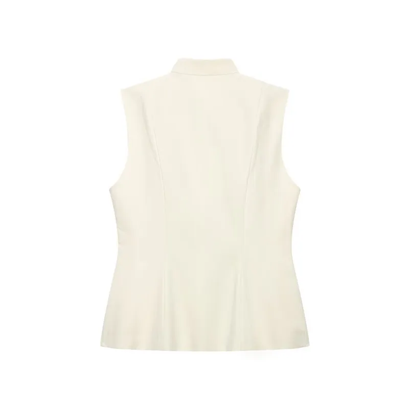 Women's Fitted Top New 2026 Summer Simple O-neck plate buckle Sleeveless Button Women Wasitcoat Casual Solid Female Slim Tops