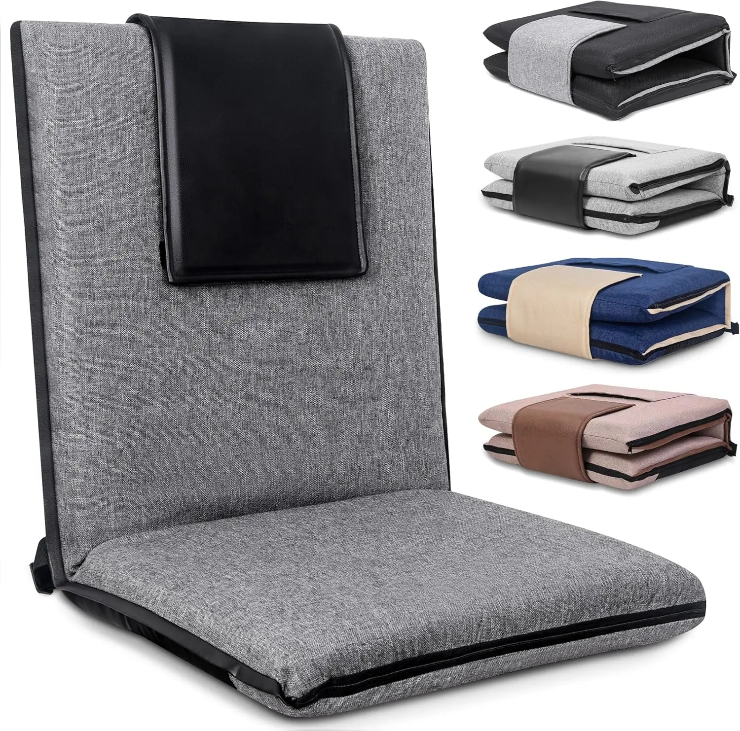 14-Position Adjustable Floor Chair with Back Support, Foldable & Portable for Adults Kids Meditation Yoga Gaming