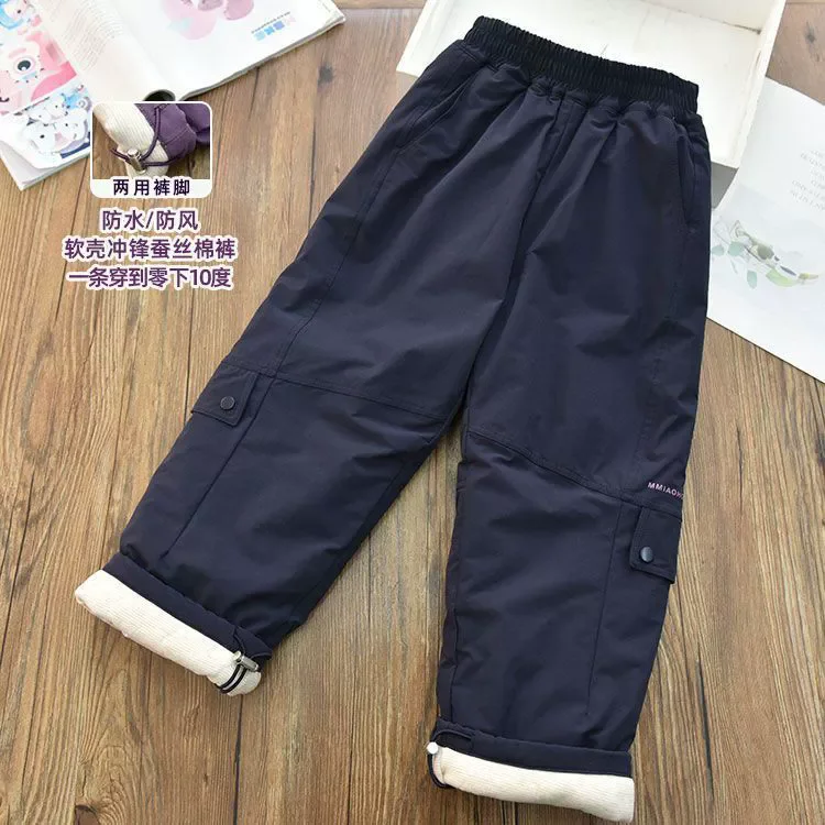 Russia Cold Winter Thicken Cotton Children Pants Windproof Outdoor Thick Flannel Pants Boys Girls Warm Snow Trousers For Weather