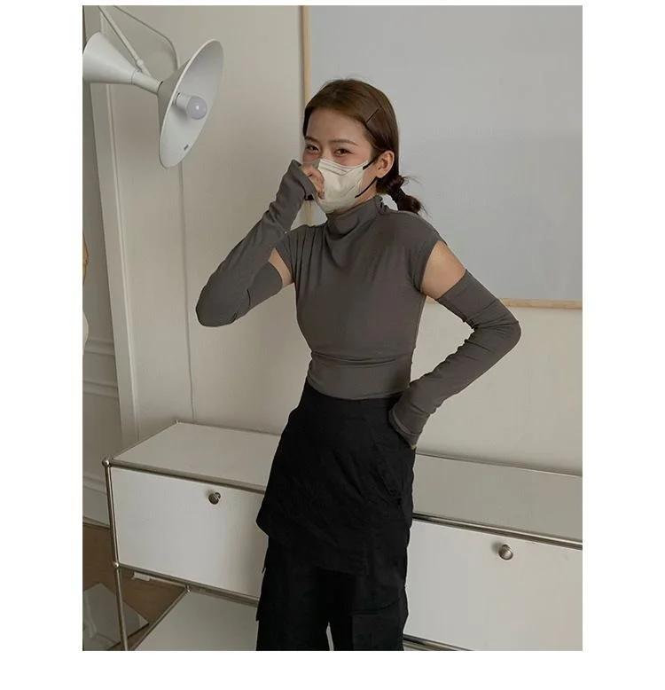 Damska koszulka z odpinanymi rękawami, ubrania z lat 2000, styl Y2K, letnia, z odkrytym ramieniem, siateczkowe wstawki, ramiączka, oddychająca, warstwowa, szybkoschnąca, dla dziewczyn.