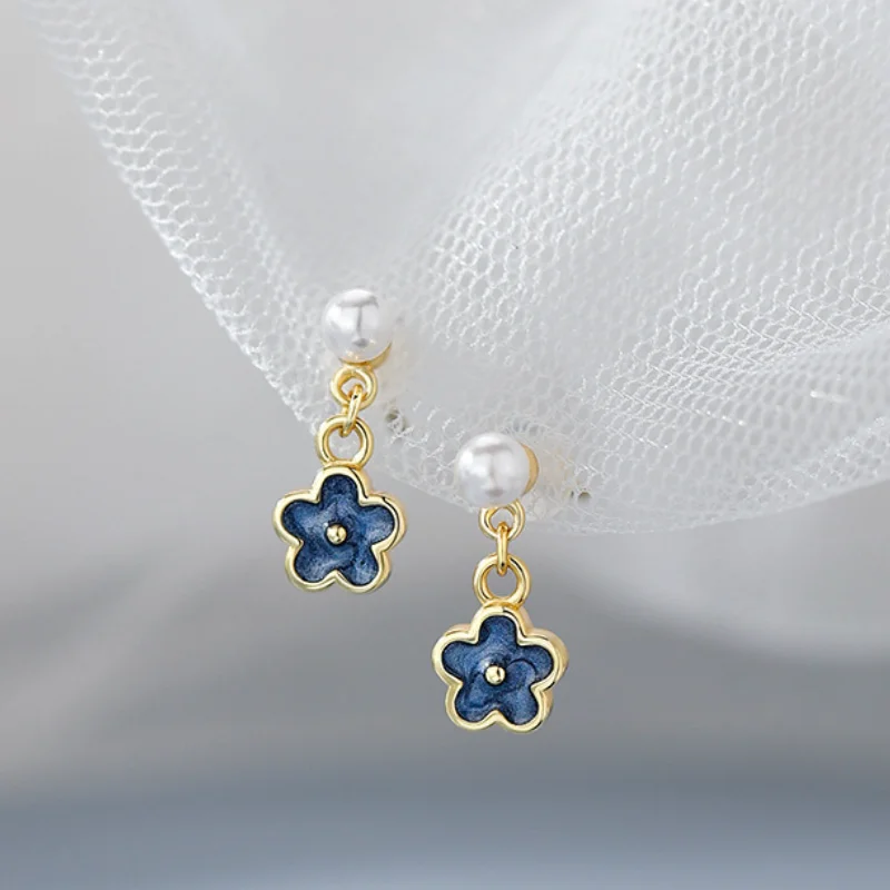 925 Silver Flower Stud Earrings Women Style Cute Sweet Jewelry Accessories Simple Fashion Jewelry Accessories