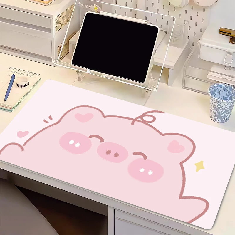 Mouse Pad Cute Anime Mousepads Kawaii Table Mats Office PC Accessories White Bear Extended Desk Mat Cartoon Rubber Keyboard Pad