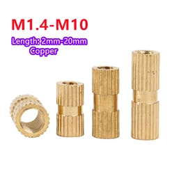 M1.4 M1.6 M2 M2.5 M3 M4 M5 M6 M8 M10 Double Pass Braas insert nut Injection Molding Brass Knurled Thread Inserts Nuts