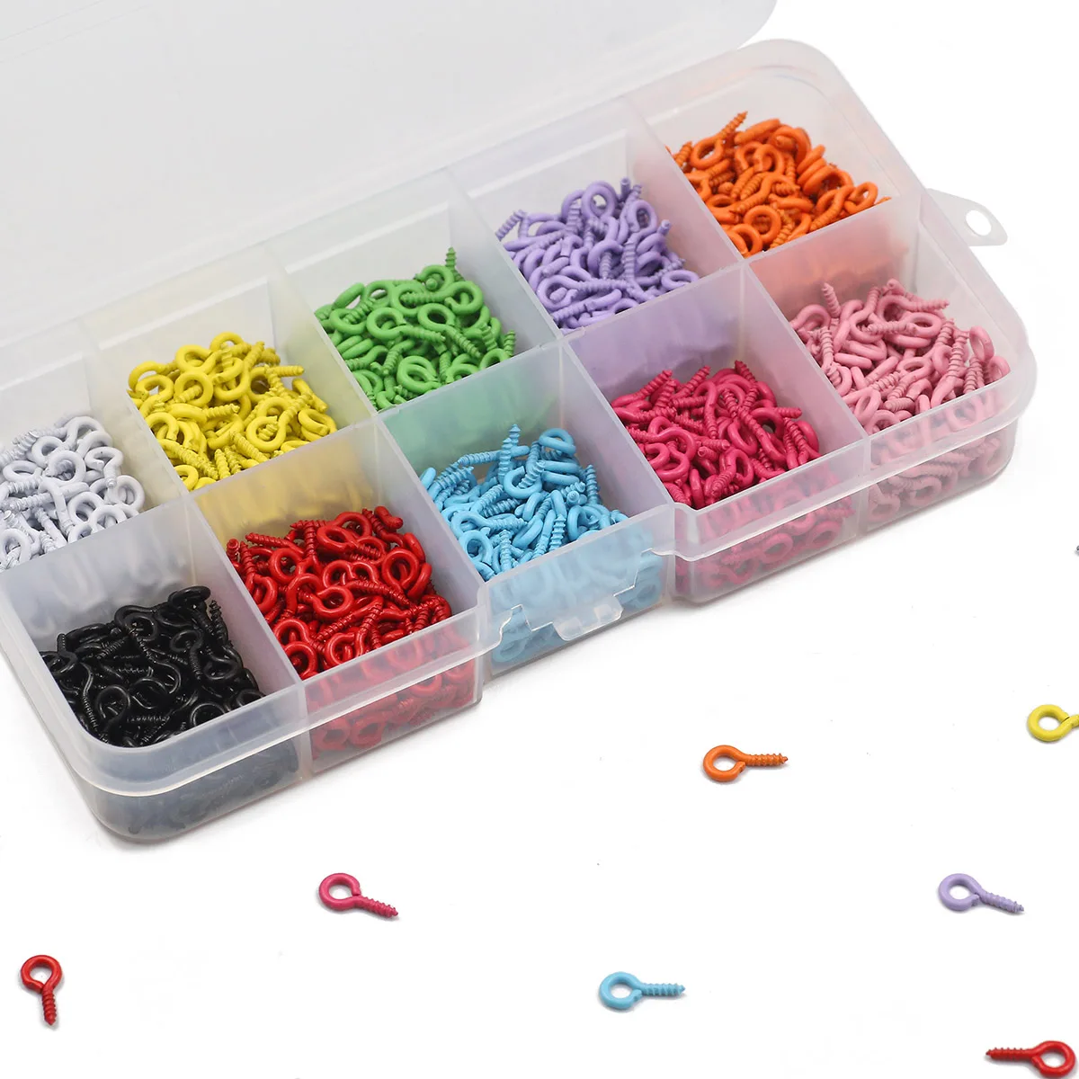 Boxed 5x10mm Colorful Small Sheep Eyes Nail Screw Tiny Mini Eye Pins Hooks Eyelets Screw For DIY Charms Pendan Jewelry Making