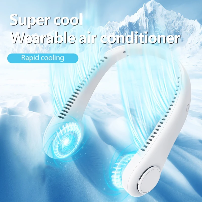 2024 1200mAh New Mini Neck Mounted Fan Portable Bladeless Neck Rechargeable Air Cooler 3 Speed ​​Mini Summer Sports Fan Outdoor