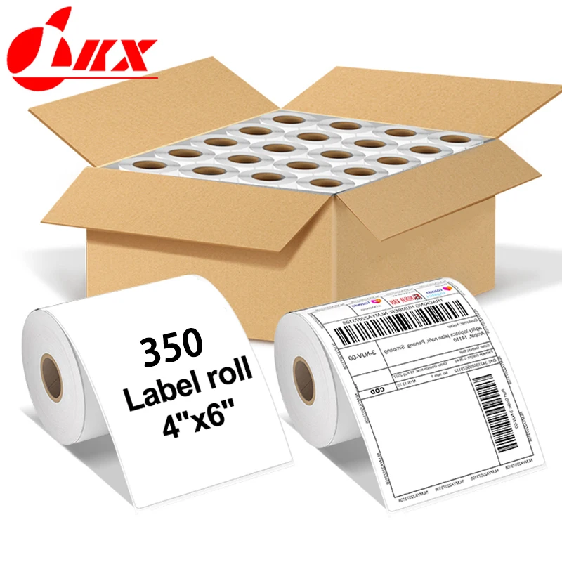 LKX 4x6 Inch 350sheets Thermal Self-adhesive Labels Printer Shipping Labels All-Purpose Label Paper Sticker Waterproof Oil-Proof