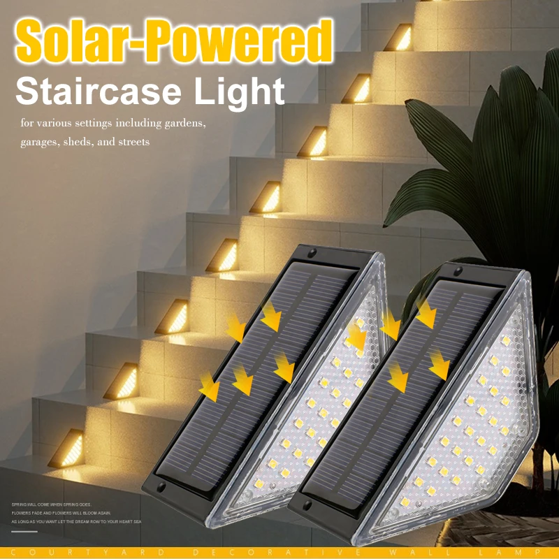 22/24LED Solar LED Triangle Step Light Waterproof Solar Stair Foot Lamp Outdoor Garden Pathway Balcony Courtyard Landscape