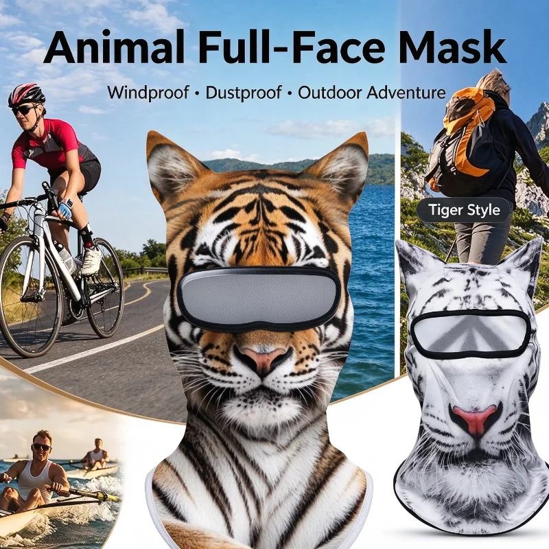 3D Cat Animal Balaclava Full Face Hood Mask New Windproof Warm for Ski Snowboard Motorcycle Breathable Quick-Dry Outdoor Hat