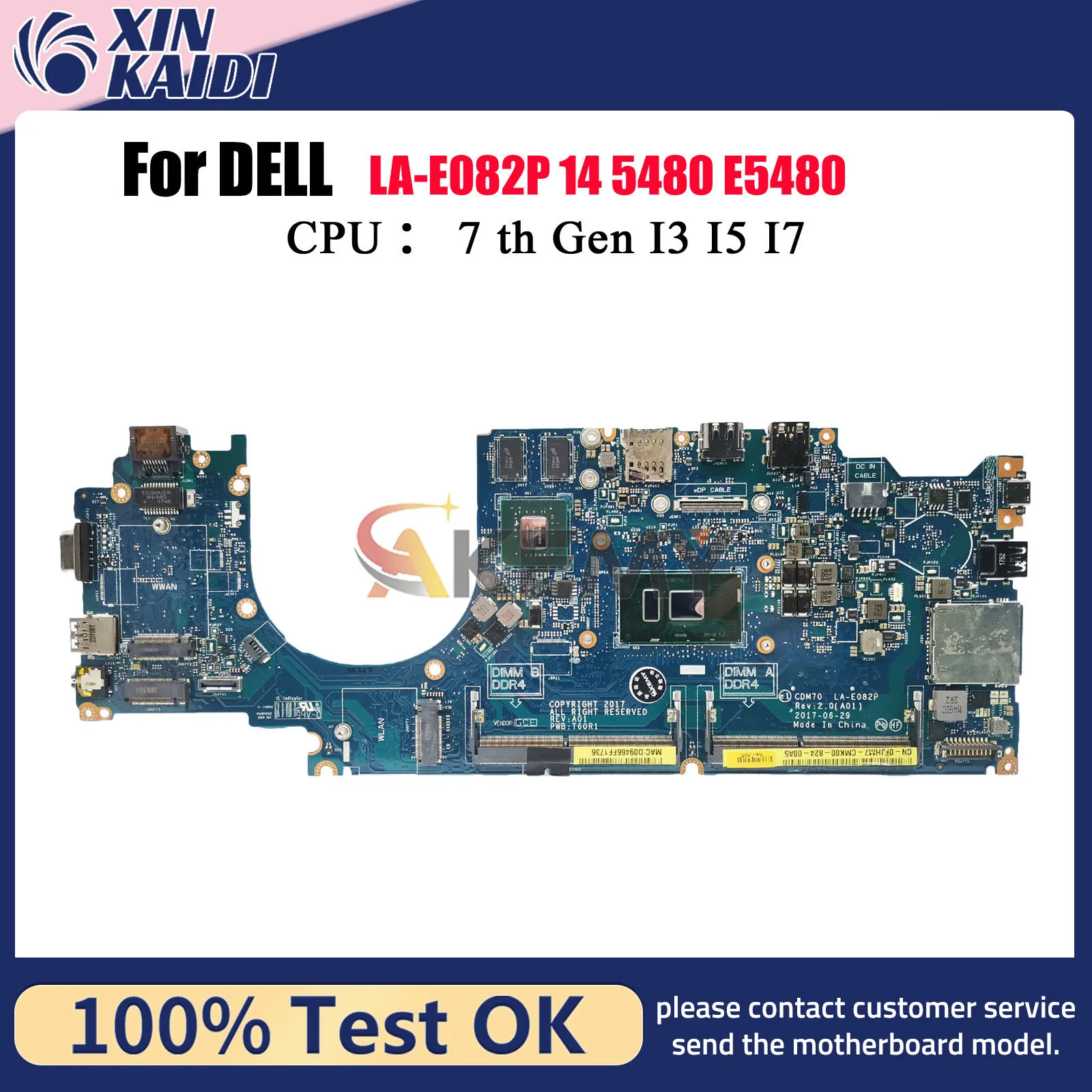 

Материнская плата для ноутбука DELL Latitude E5480 5480 LA-E082P с процессором i5 i7-6/7-го поколения V2G CN-0YYRGW 0XDPDM 0X0M92, 100% протестировано, ОК
