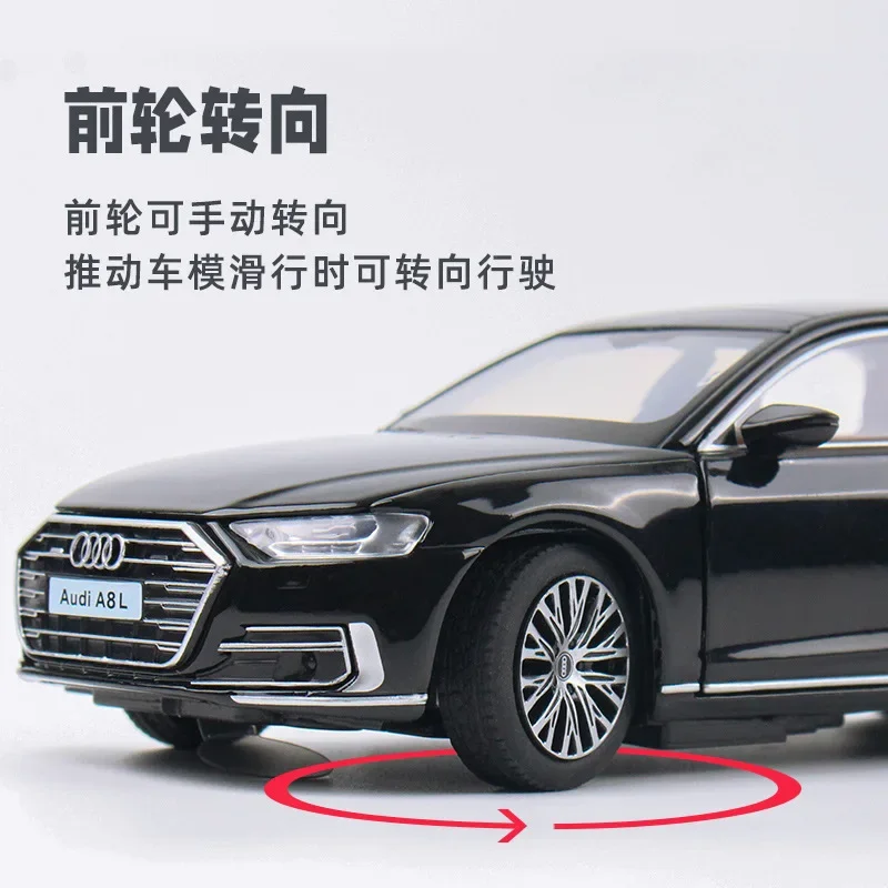 1:32 Audi A8L  Alloy Diecast Toy Vehicles Metal Car Model Shock Absorber Sound Light Collection Car Toys Gift F456