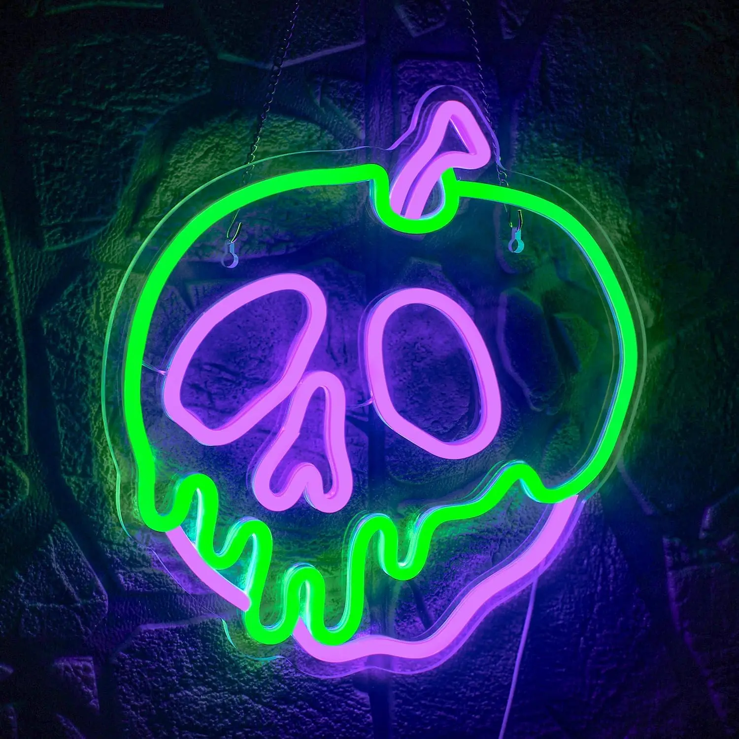 

Skull Neon Signs For Wall Decor Apple Shaped LED Lights Halloween Room Decoration For Home Bedroom Party Bar Club USB Art Lamp