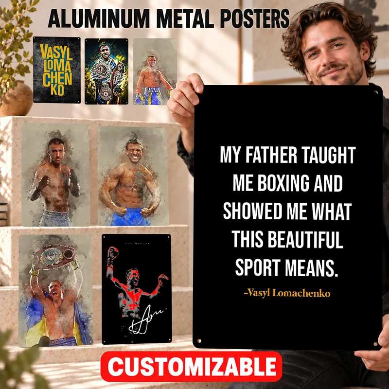 Vasyl Lomachenko Ukrainian Boxer Aluminum Posters Customized Metal Sign Wall Art For Sports Room Or Man Cave Birthday Present