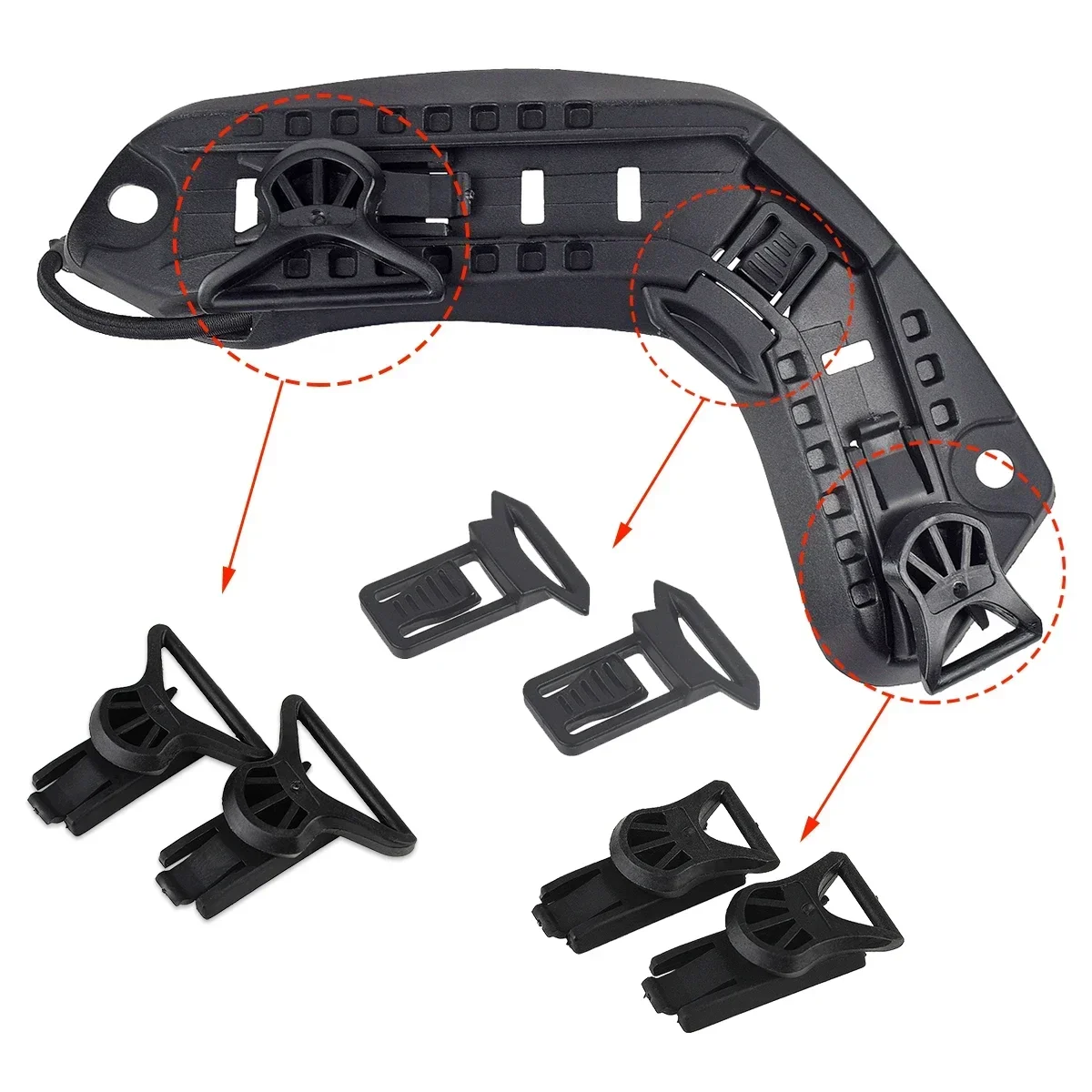 Tactical Rotating Clamp Fast Mich Helmet Rail Adapter Hunting Nylon Fast Goggles Rail Swivel Clips Set Survival Accessories