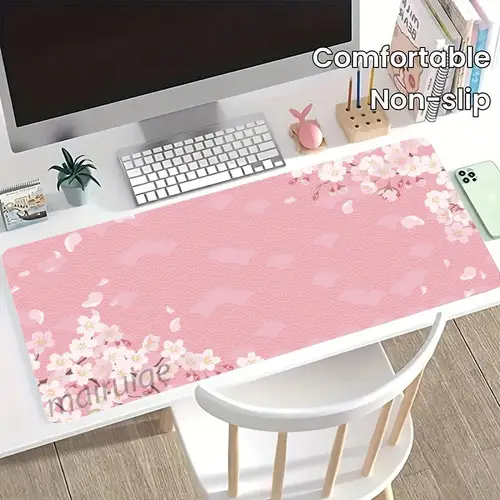 Alfombrilla de ratón con diseño de Sakura rosa, alfombrilla grande para mesa de juegos de oficina y ordenador, alfombrilla de ratón antideslizante de goma XXL para teclado de juegos, alfombrillas largas para escritorio