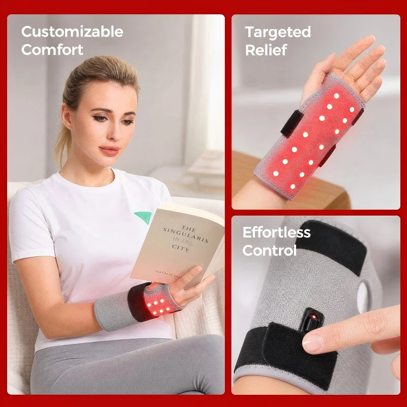 

3 Levels Vibration Hand Massager Belt Red Light Therapy Wrist Protector LED Infrared Heating Pad Knee Neck Hand Warmer Wrap