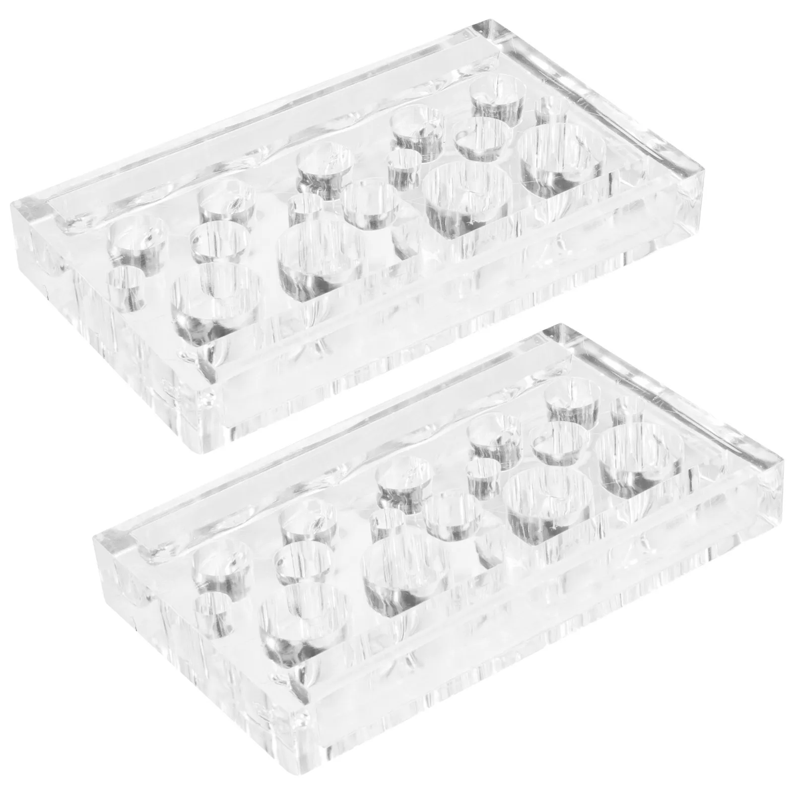 2Pcs Ink Cup Holder Acrylic Pigment Rack Square Design for Tattoo Makeup Pens Cotton Swab Storage Acrylic Holder