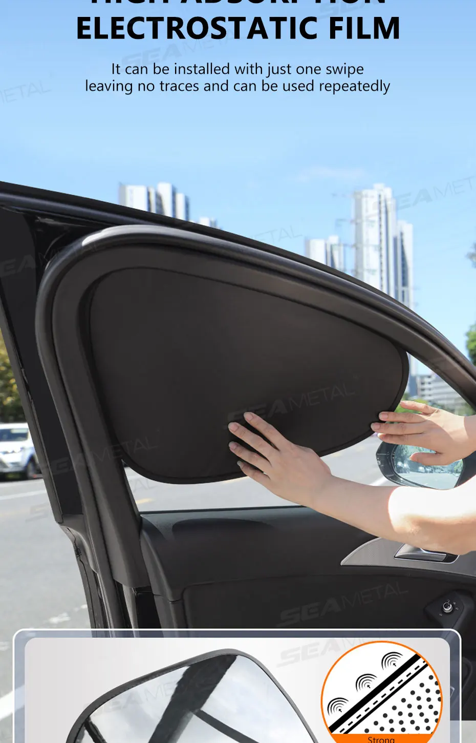 SEAMETAL Auto Sonnenschutz Vorhang Abdeckung Elektrostatische Absortierung Auto Seite Fenster Sonnenschirm UV Schutz Sommer Auto Zubehör – Detail 6