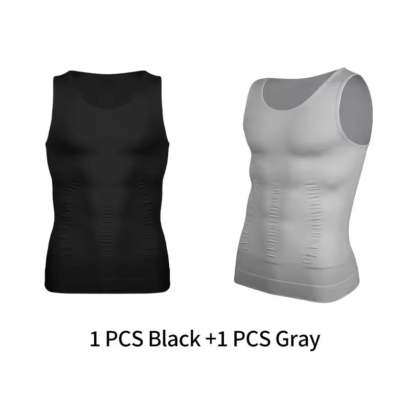 Mens Slimming Body Shaper Vest Shirt Abs Abdomen Slim Gym Workout Tummy Control Compression Tank Top Sleeveless Shapewear - Image 21