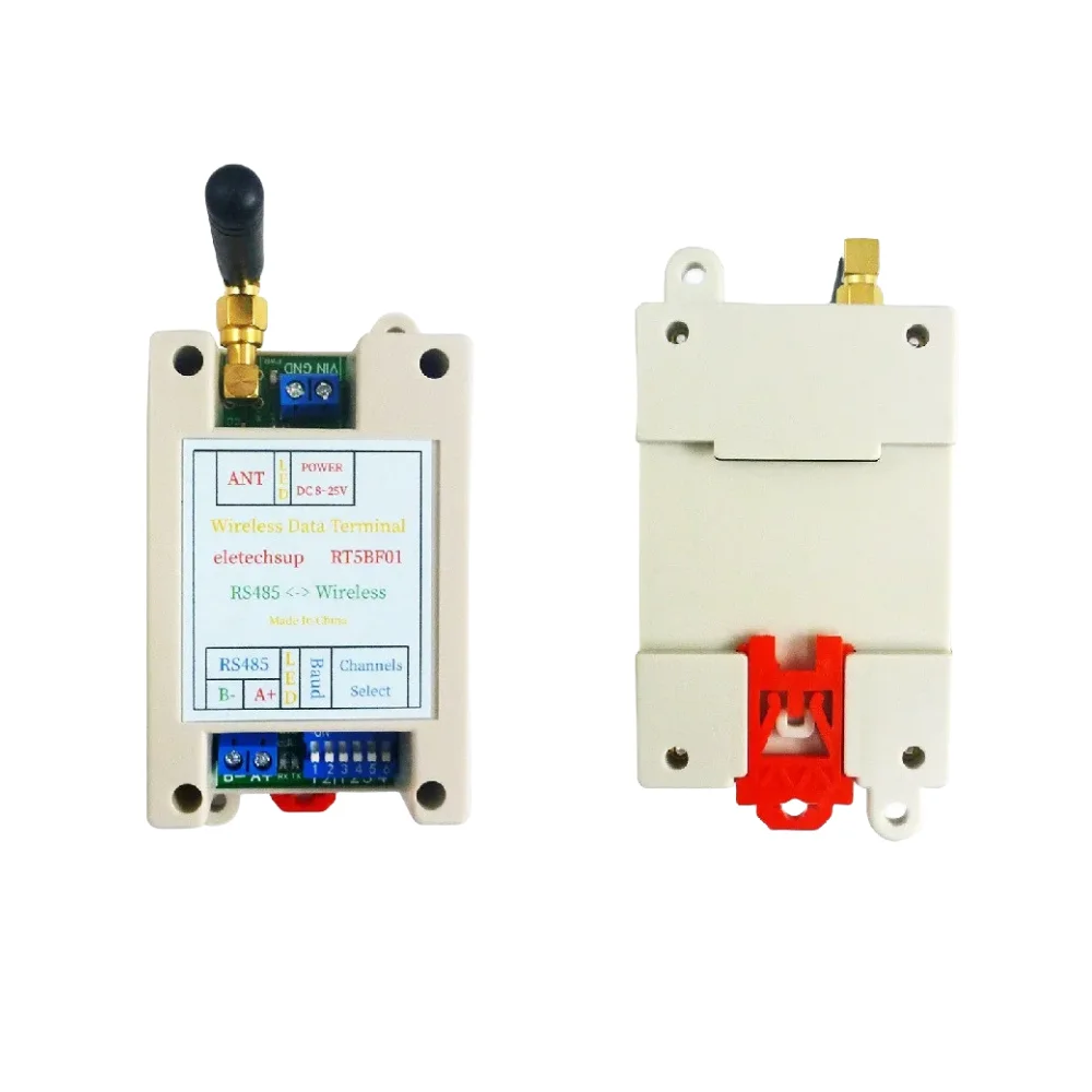 DC 12V 24V Din szyna przełącznik DIP RS485 bezprzewodowy nadajnik-odbiornik 20DBM -121dBm moduł Modbus RTU nadajnika i odbiornika