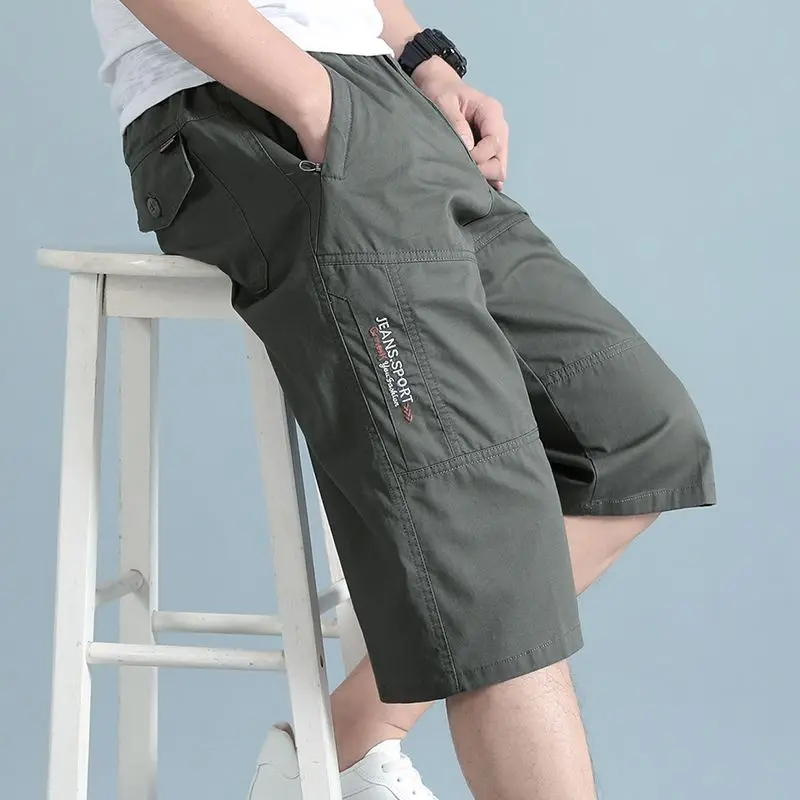

Men Summer Shorts Beach Pants Casual Trouser Cargo Shorts Sports Pockets Loose Man Clothing Trend Breathable New Thin Breathable