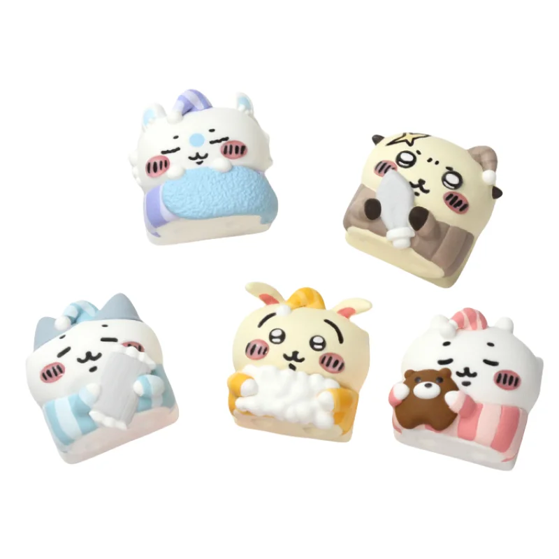 

Одиночная художественная пижама, колпачок для ключей Chiikawa Hachiware Kawaii, экшн-фигурки, тема, смола, периферийные устройства, механическая клавиатура, украшение, подарок Esc