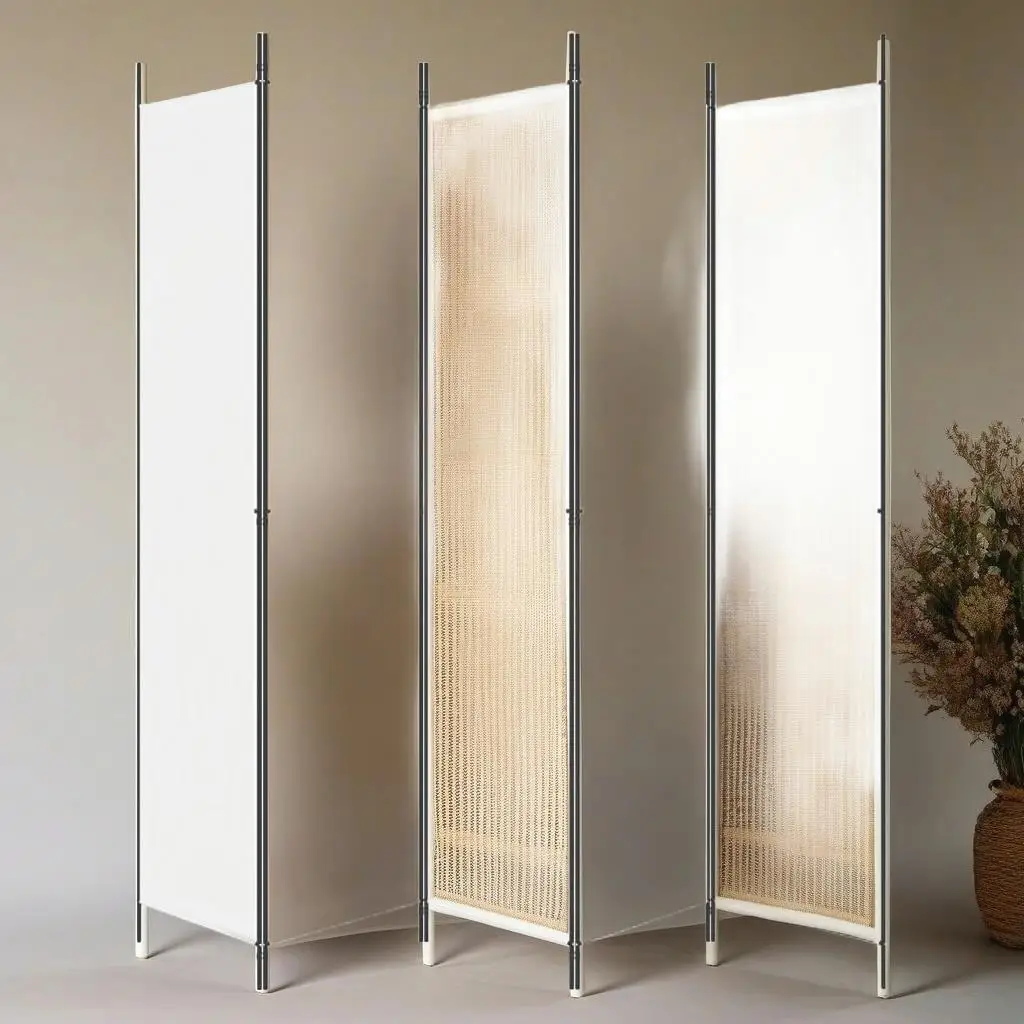 Stylish 5-Panel White Fabric Room Divider 250x220 cm - Elegant Privacy Screen for Home Decor