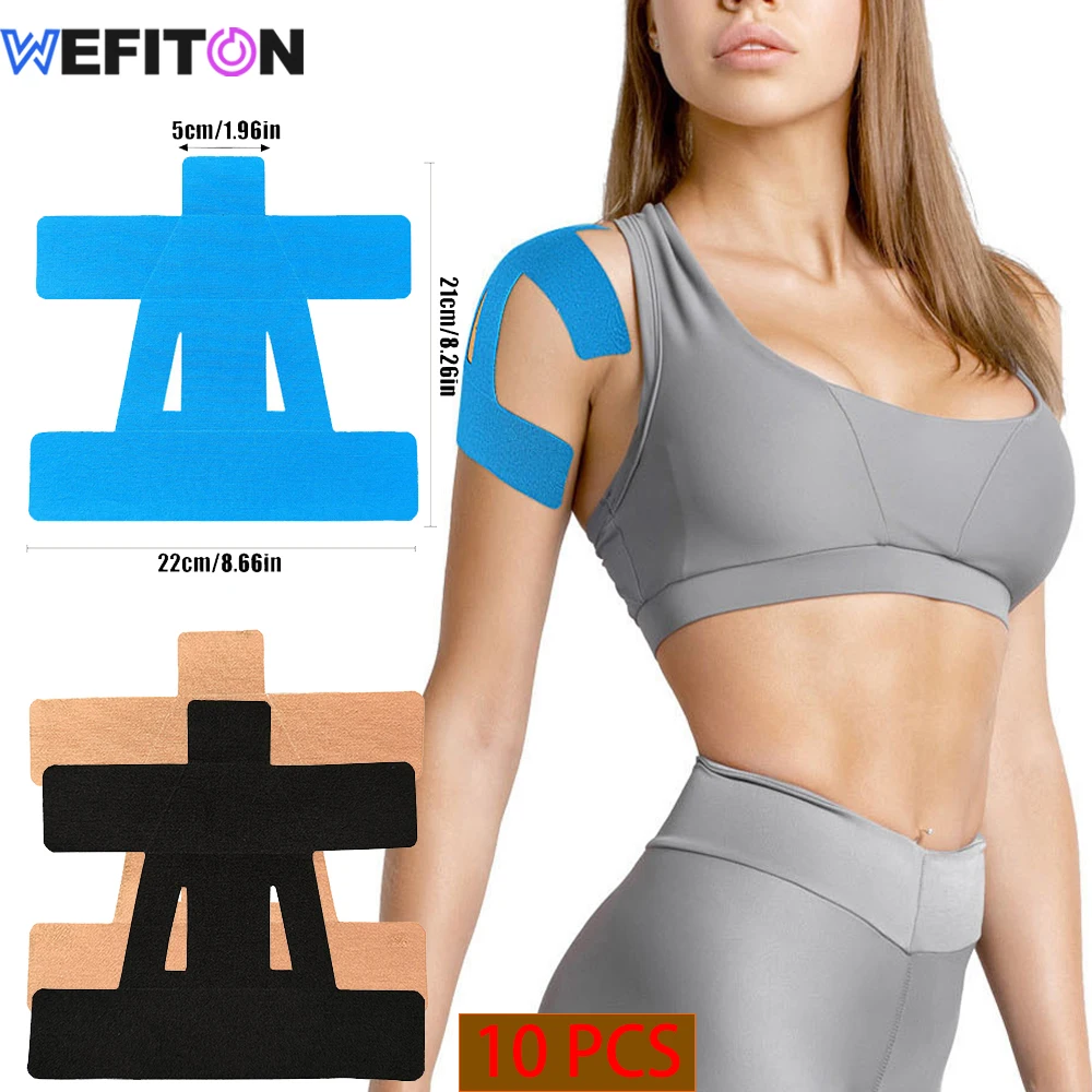 10 PCS Precut Kinesiology Tape for Shoulder Pain Relief & Support - Waterproof, Breathable, Elastic Sports Tape for Muscle Recov