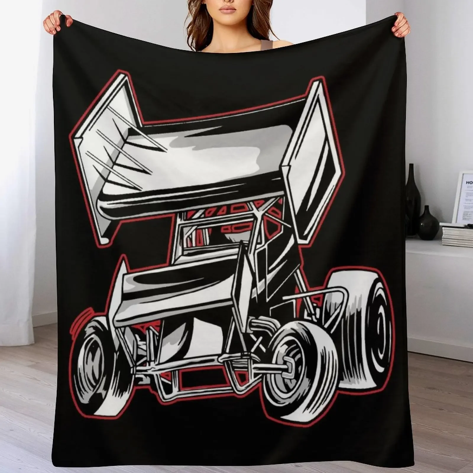 

Offroad Rally Sprint Car. Throw Blanket valentine gift ideas Bed linens halloween Retros Blankets