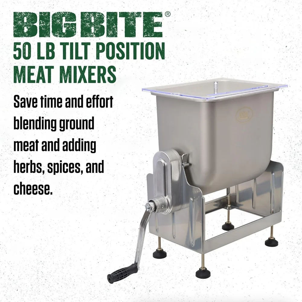 50 Pound Capacity Tilt Meat Mixer, Stainless Steel, Motor or Grinder Not Included