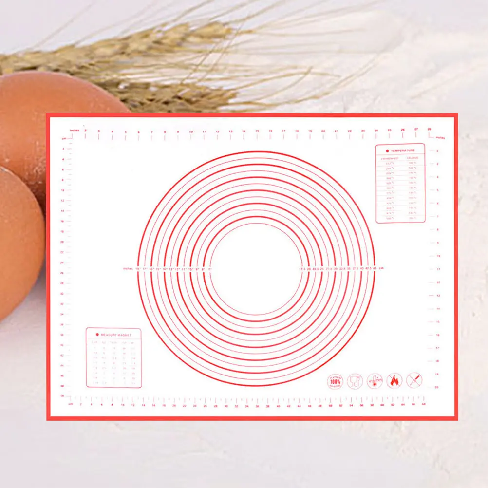 Food Grade Silicone Baking Mat Non Slip Thick Pastry Mat with Central Circular Ruler Pattern for Bread Pizza Pasta Pastry