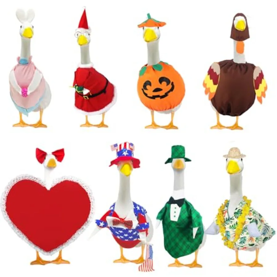 

Porch goose outfits for holiday decor: polyester green/white/red/brown/yellow weather-resistant all-season sets for lawn patio