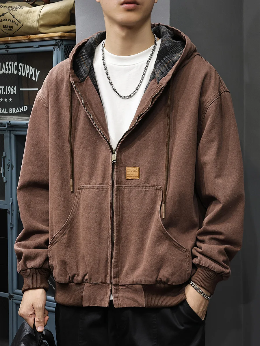 

Мужская повседневная куртка в американском уличном стиле, свободного кроя, из полиэстера, с длинными рукавами, модный брендовый топ для молодежи