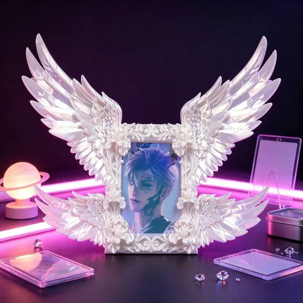 New Angel Wing Photocard Frame 3 Inch Kpop Photocard Holder Resin Photo Frame Desktop Ornament for Idol Card Display Collectible