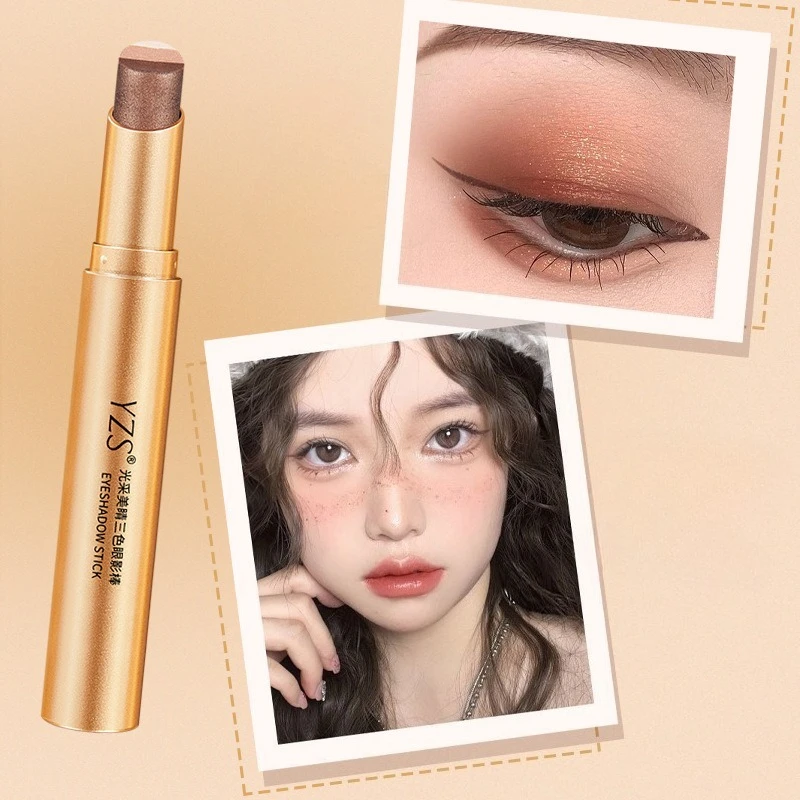 Barra de sombra de ojos brillante, fórmula brillante cremosa, fácil de mezclar, larga duración para principiantes, maquillaje diario, aspecto rápido, tamaño de viaje