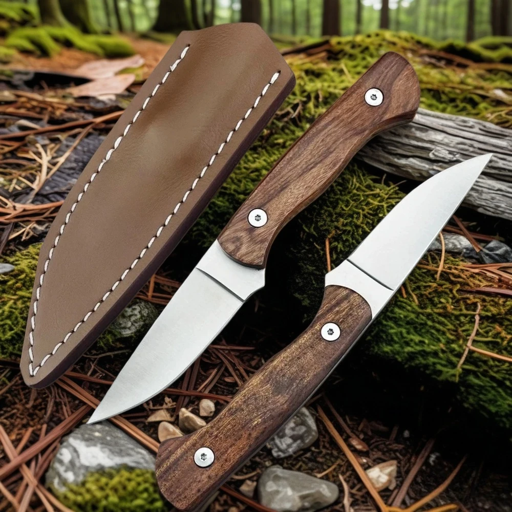 

Multi-Functional EDC Fixed Blade Knife 8Cr13MoV Steel Blade Huanghuali Wood Handle Outdoor Camping Hunting Tool with Sheath